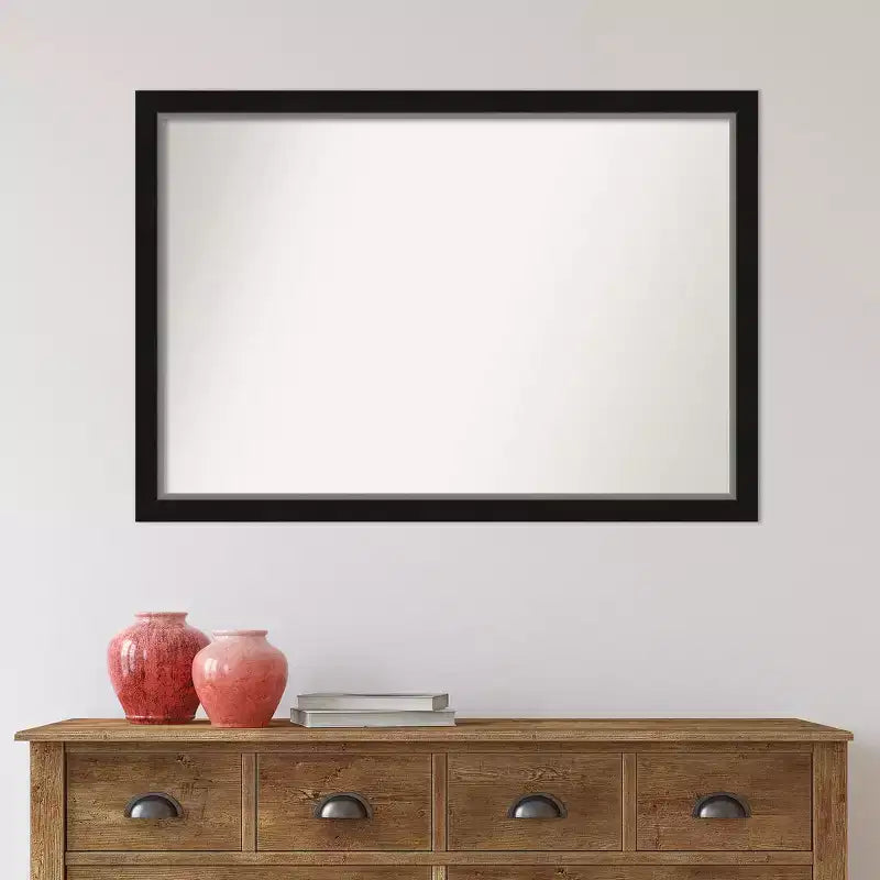 Specchio da Parete Stretto da Bagno Nero, 99 cm x 68 cm, Eva, senza smusso - Amanti Art: Rettangolare Moderno, Cornice in Polistirolo, Montaggio a Parete