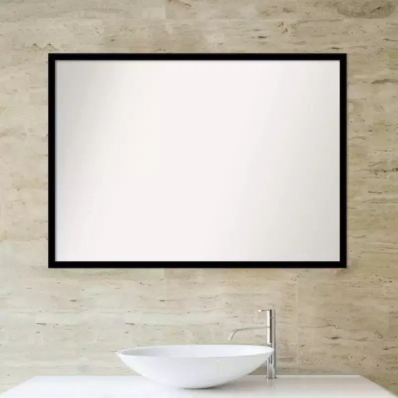 Specchio da parete per bagno Amanti Art, 40" x 29", senza smussatura, nero intenso: rettangolare, cornice in polistirene, montaggio a parete