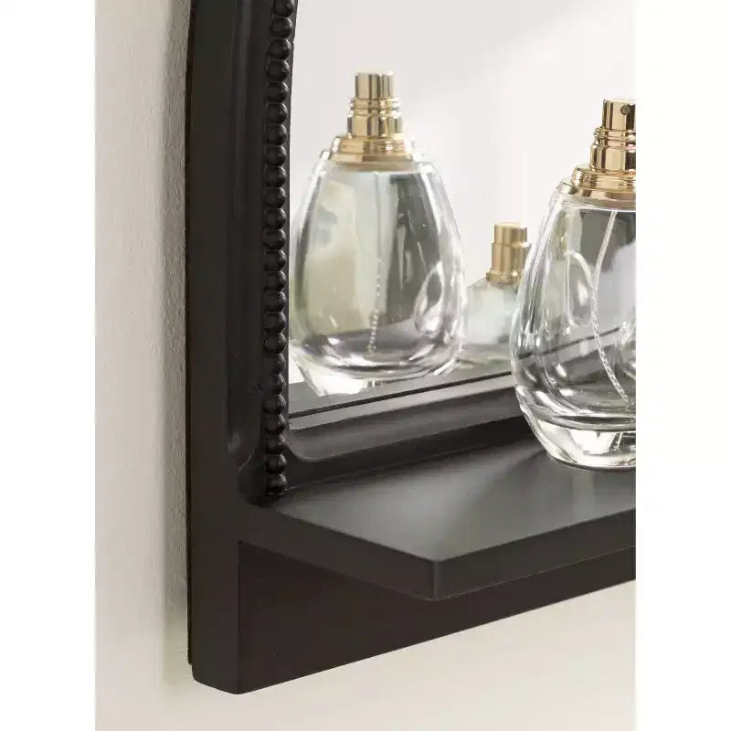 Specchio ad arco Dellona 24"x20" Kate & Laurel All Things Decor con ripiano, nero