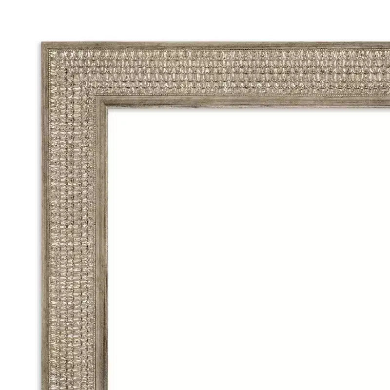 Specchio da parete da bagno in legno d'argento con motivo a traliccio non smussato 44" x 33" - Amanti Art: stile moderno, cornice in legno, montaggio a parete