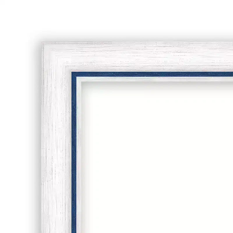 Specchio da bagno da parete Morgan in legno non smussato da 38"x26" bianco/blu - Amanti Art