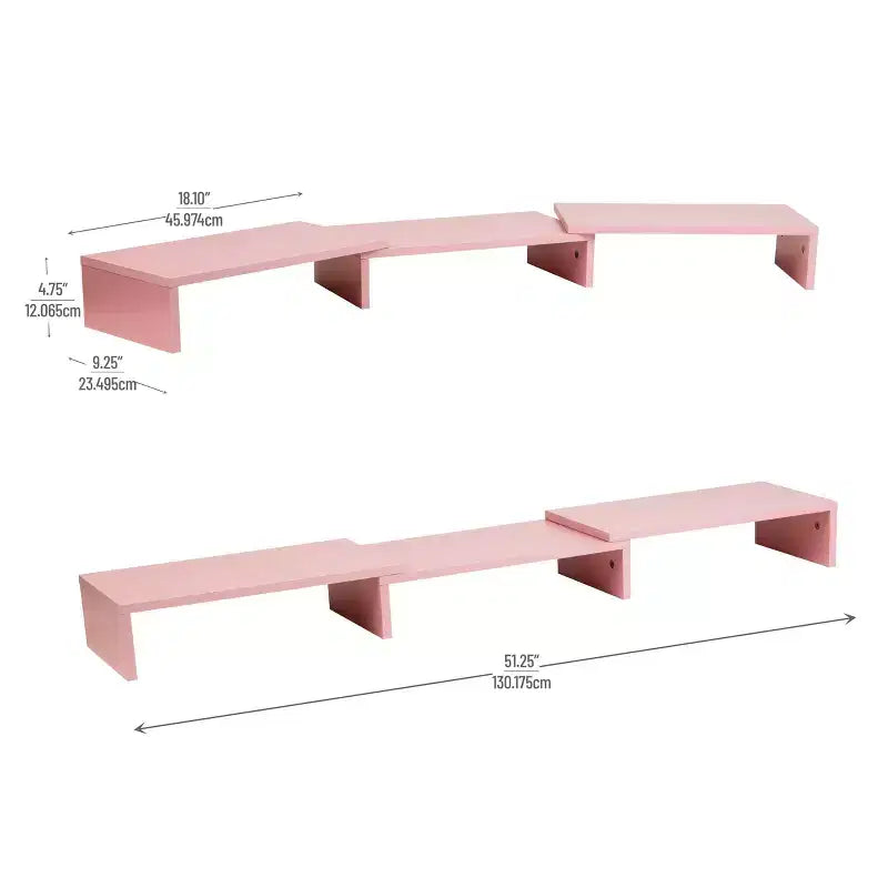Mind Reader Supporto Doppio Monitor Regolabile in Altezza per Laptop in MDF Rosa