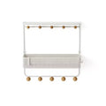 Umbra Antique Shelf With Hooks: White Decorative Wall Shelf, Metal Frame, 10 Hooks, Floating Entryway Storage, 12.5" Width