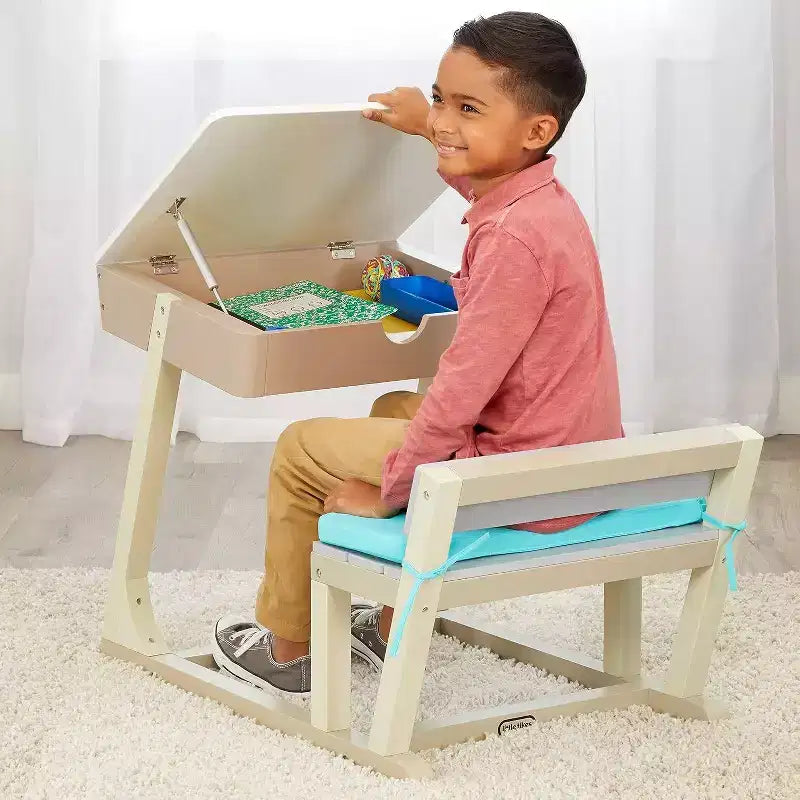 Little Tikes 1 pz. Great Ideas Scrivania Tavolo Quadrato per Bambini Blu Verde Acqua/Beige