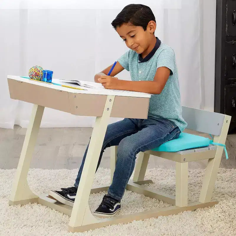 Little Tikes 1 pz. Great Ideas Scrivania Tavolo Quadrato per Bambini Blu Verde Acqua/Beige
