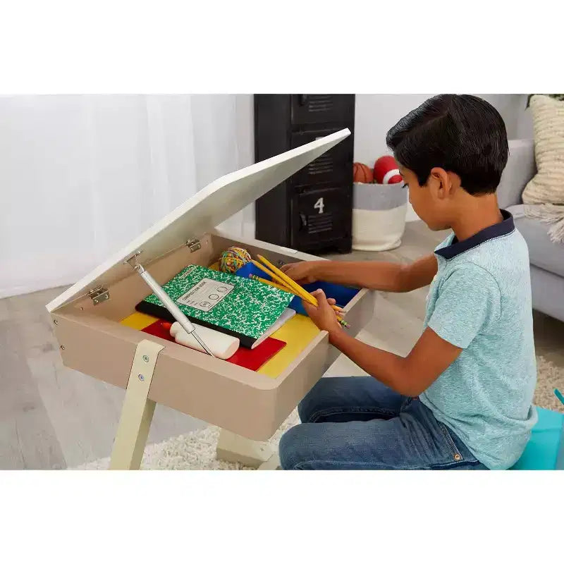 Little Tikes 1 pz. Great Ideas Scrivania Tavolo Quadrato per Bambini Blu Verde Acqua/Beige