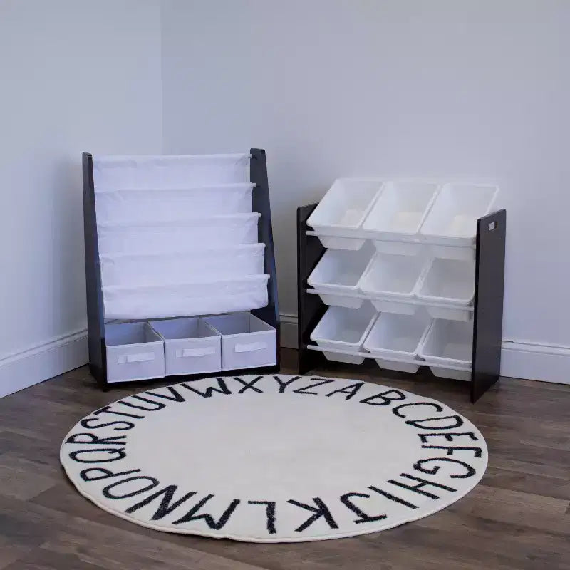 Organizzatore per giocattoli per bambini con 9 contenitori portaoggetti Espresso/Bianco - Humble Crew: Scaffali con contenitori in MDF, Mobili contenitore per bambini