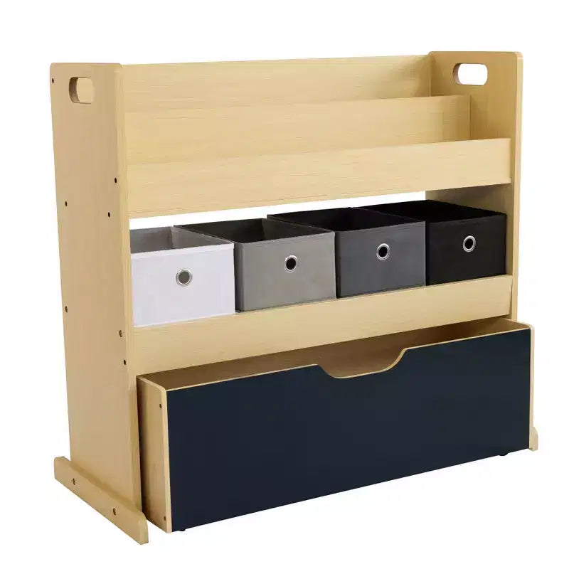 Humble Crew Organizzatore per Bambini 3-in-1 in Legno: Struttura in MDF, 4 Cassetti, 3 Ripiani, Finitura Lavagna, 81x86x28 cm
