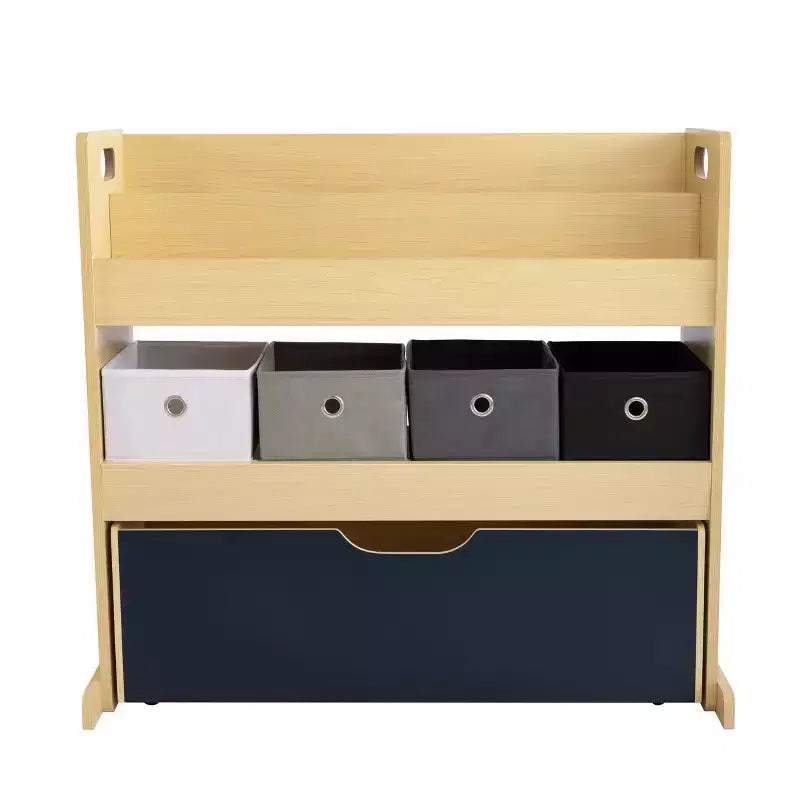 Humble Crew Organizzatore per Bambini 3-in-1 in Legno: Struttura in MDF, 4 Cassetti, 3 Ripiani, Finitura Lavagna, 81x86x28 cm
