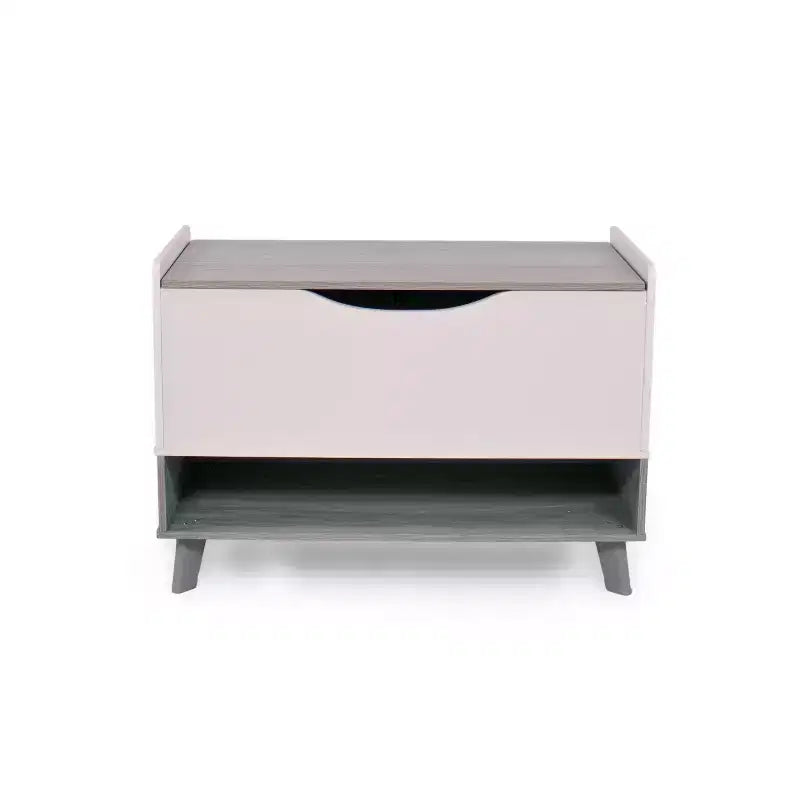 Humble Crew Morgan Mid-Century Kids' Toy Chest with Soft Close Lid and Storage Shelf Gray: Baby Toy Organizer, Bookshelf