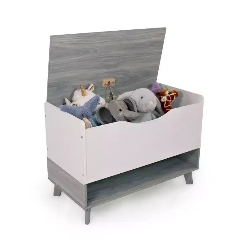 Humble Crew Morgan, Baule portagiochi per bambini con chiusura ammortizzata e ripiano portaoggetti, grigio: Organizzatore di giocattoli per bambini, libreria