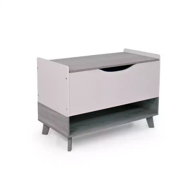 Humble Crew Morgan, Baule portagiochi per bambini con chiusura ammortizzata e ripiano portaoggetti, grigio: Organizzatore di giocattoli per bambini, libreria