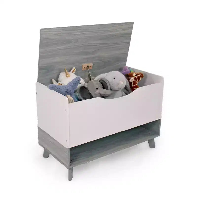 Humble Crew Morgan, Baule portagiochi per bambini con chiusura ammortizzata e ripiano portaoggetti, grigio: Organizzatore di giocattoli per bambini, libreria