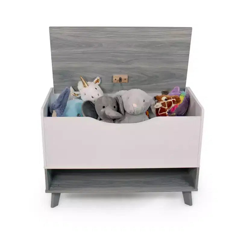 Humble Crew Morgan, Baule portagiochi per bambini con chiusura ammortizzata e ripiano portaoggetti, grigio: Organizzatore di giocattoli per bambini, libreria