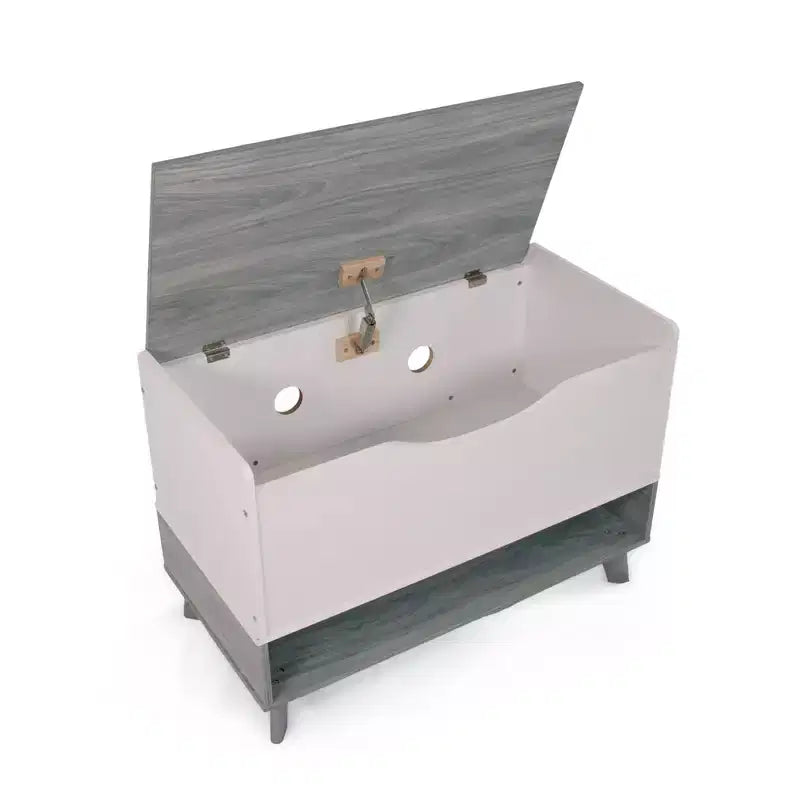 Humble Crew Morgan, Baule portagiochi per bambini con chiusura ammortizzata e ripiano portaoggetti, grigio: Organizzatore di giocattoli per bambini, libreria