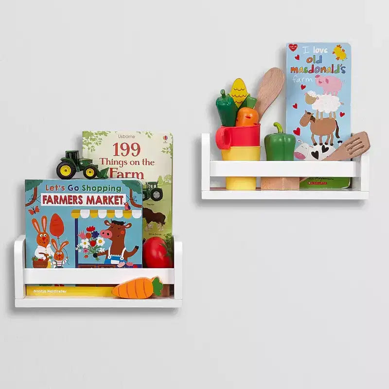 Set da 2 mensole galleggianti compatte RiverRidge Kids da 25,4 cm per cameretta/soggiorno/ufficio, colore bianco