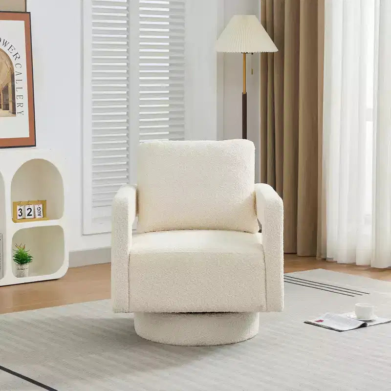 Poltrona girevole accentata quadrata moderna da 29,13" W, poltrona con braccioli girevole a 360 gradi con schienale aperto - ModernLuxe