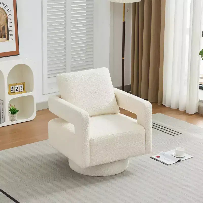 Poltrona girevole accentata quadrata moderna da 29,13" W, poltrona con braccioli girevole a 360 gradi con schienale aperto - ModernLuxe