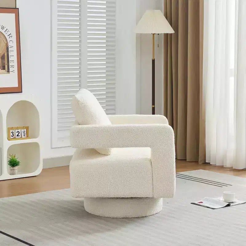 Poltrona girevole accentata quadrata moderna da 29,13" W, poltrona con braccioli girevole a 360 gradi con schienale aperto - ModernLuxe