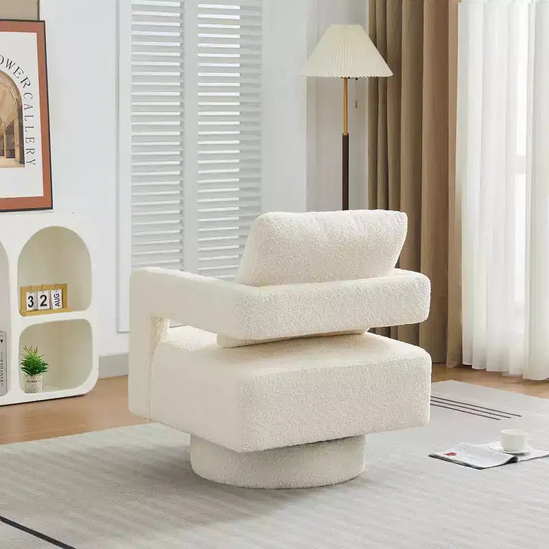 Poltrona girevole accentata quadrata moderna da 29,13" W, poltrona con braccioli girevole a 360 gradi con schienale aperto - ModernLuxe