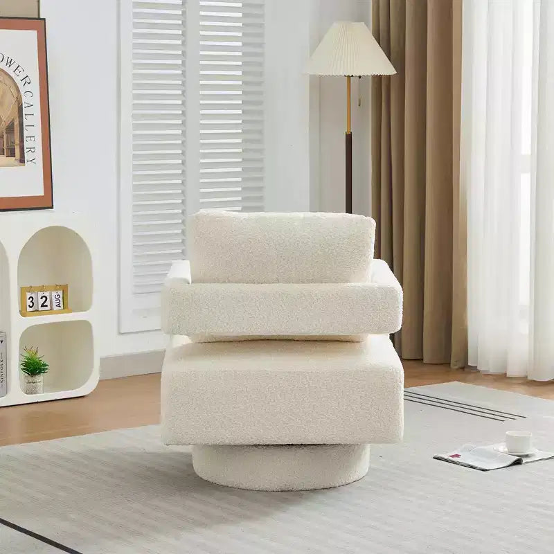 Poltrona girevole accentata quadrata moderna da 29,13" W, poltrona con braccioli girevole a 360 gradi con schienale aperto - ModernLuxe