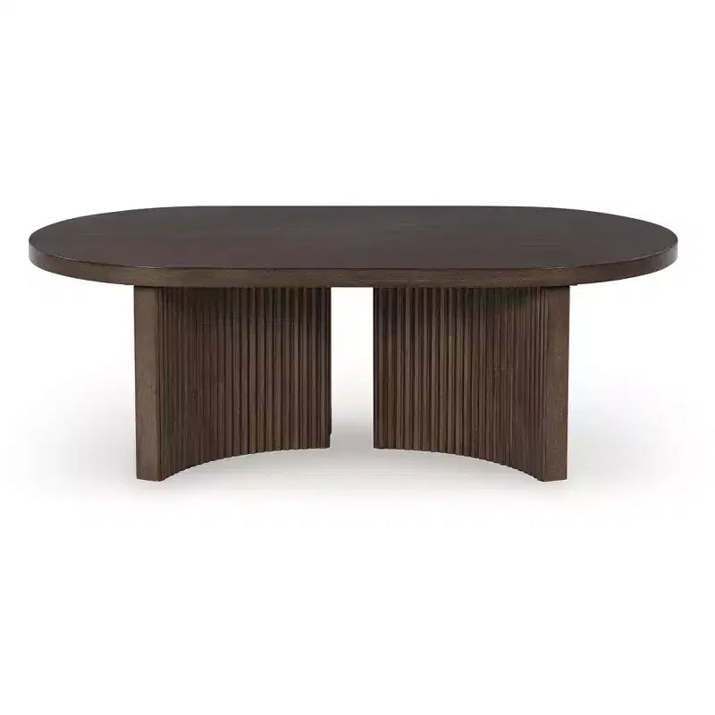 Tavolino da caffè ovale Ashley Korestone in stile Mid-Century, marrone scuro