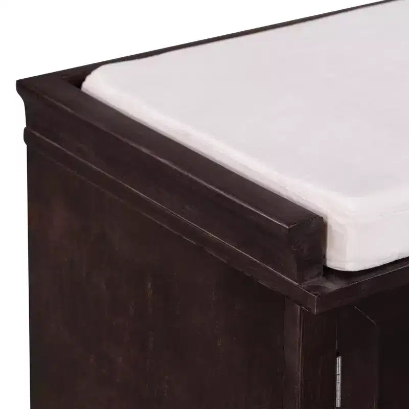 Panca Contenitore Whisen in Stile Classico con 2 Cassetti, 2 Armadietti e Cuscino Rimovibile