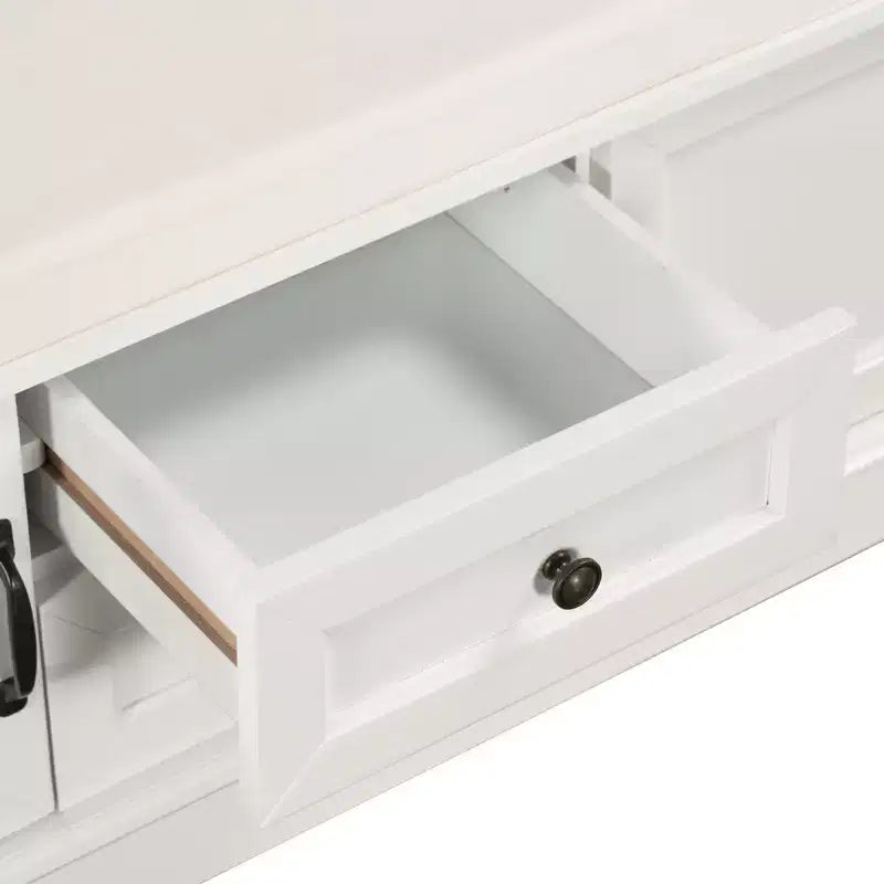 Panca Contenitore Whisen in Stile Classico con 2 Cassetti, 2 Armadietti e Cuscino Rimovibile