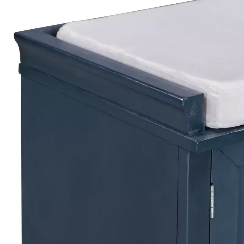 Panca Contenitore Whisen in Stile Classico con 2 Cassetti, 2 Armadietti e Cuscino Rimovibile