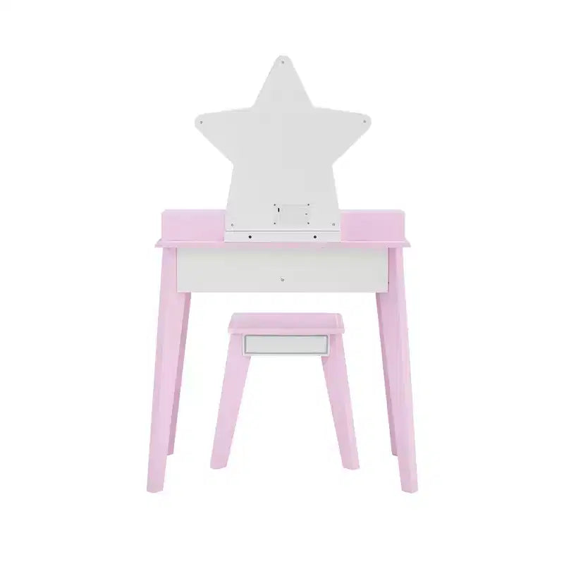 Set da toeletta in legno Fantasy Fields Little Princess Star per bambini con specchio LED e sgabello