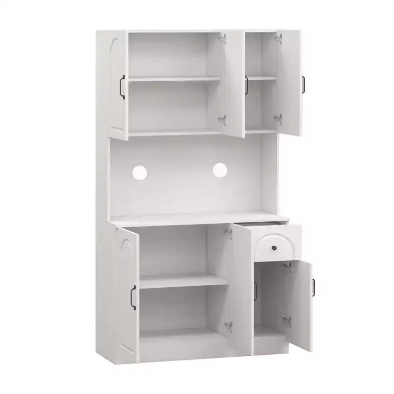 Mobile dispensa in legno bianco da 101 cm con piano per microonde