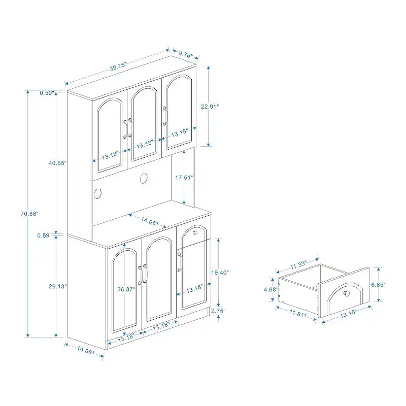Mobile dispensa in legno bianco da 101 cm con piano per microonde
