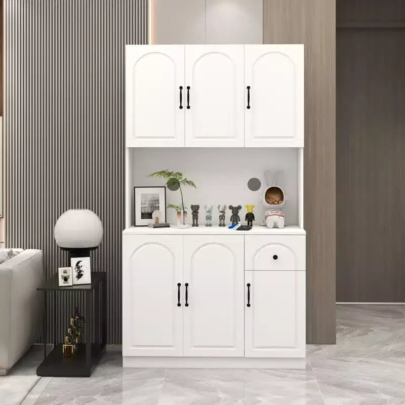 Mobile dispensa in legno bianco da 101 cm con piano per microonde