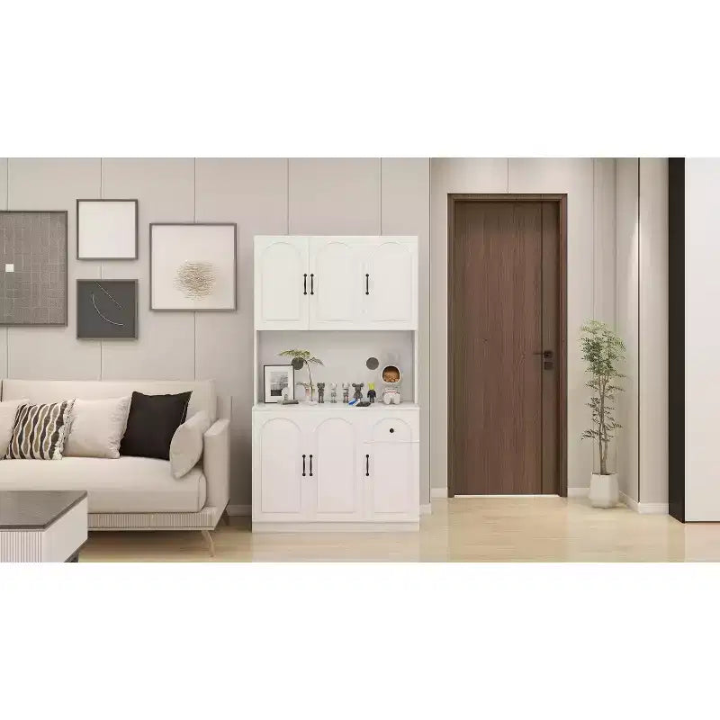 Mobile dispensa in legno bianco da 101 cm con piano per microonde