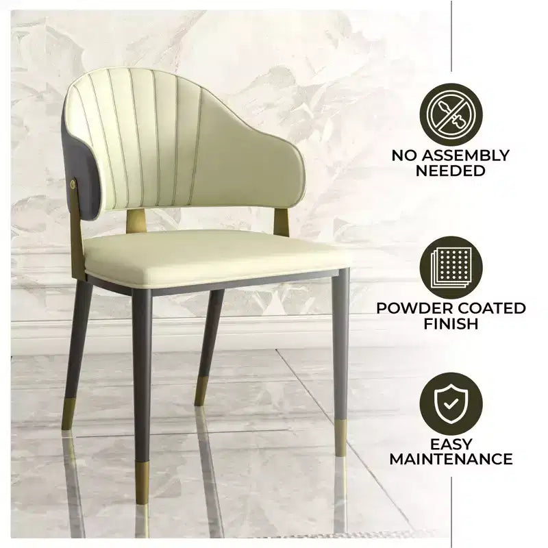 LeisureMod Aria Sedie da pranzo moderne set da 4, rivestite in pelle PU, gambe in metallo, sedute comode per cucina e sala da pranzo