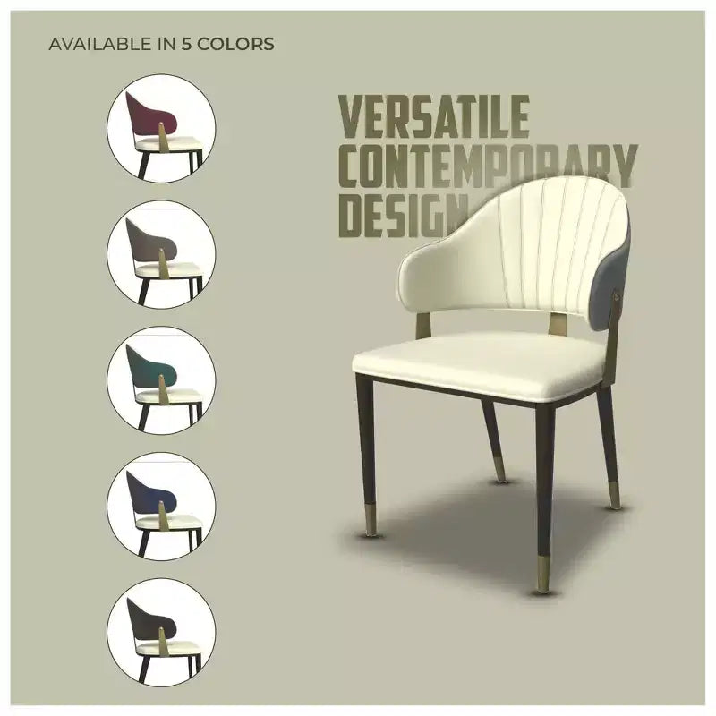 LeisureMod Aria Sedie da pranzo moderne set da 4, rivestite in pelle PU, gambe in metallo, sedute comode per cucina e sala da pranzo