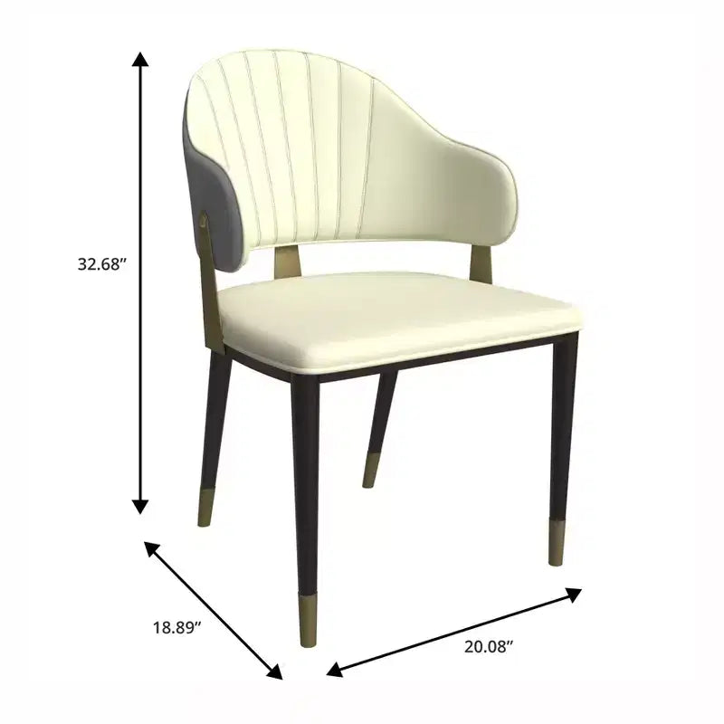 LeisureMod Aria Sedie da pranzo moderne set da 4, rivestite in pelle PU, gambe in metallo, sedute comode per cucina e sala da pranzo