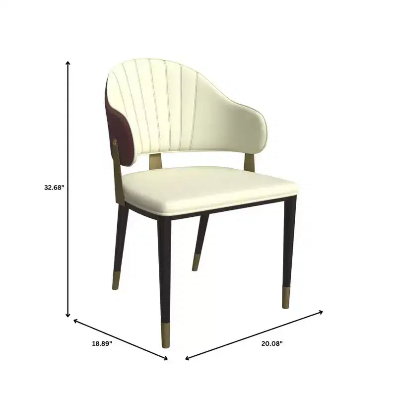 LeisureMod Aria Sedie da pranzo moderne set da 4, rivestite in pelle PU, gambe in metallo, sedute comode per cucina e sala da pranzo