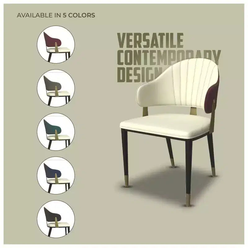 LeisureMod Aria Sedie da pranzo moderne set da 4, rivestite in pelle PU, gambe in metallo, sedute comode per cucina e sala da pranzo