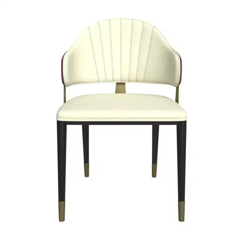 LeisureMod Aria Sedie da pranzo moderne set da 4, rivestite in pelle PU, gambe in metallo, sedute comode per cucina e sala da pranzo