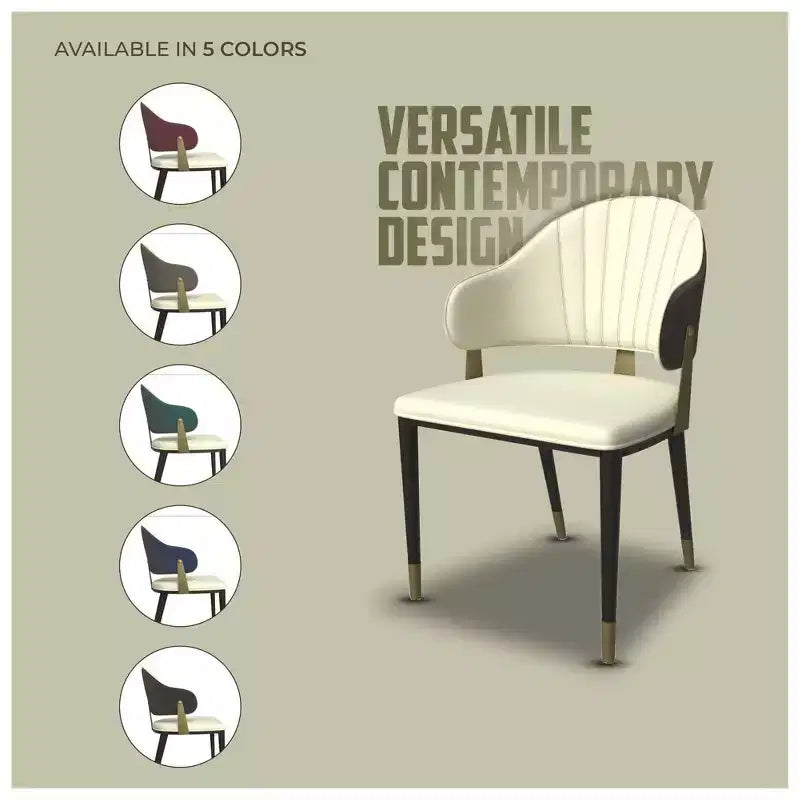 LeisureMod Aria Sedie da pranzo moderne set da 4, rivestite in pelle PU, gambe in metallo, sedute comode per cucina e sala da pranzo