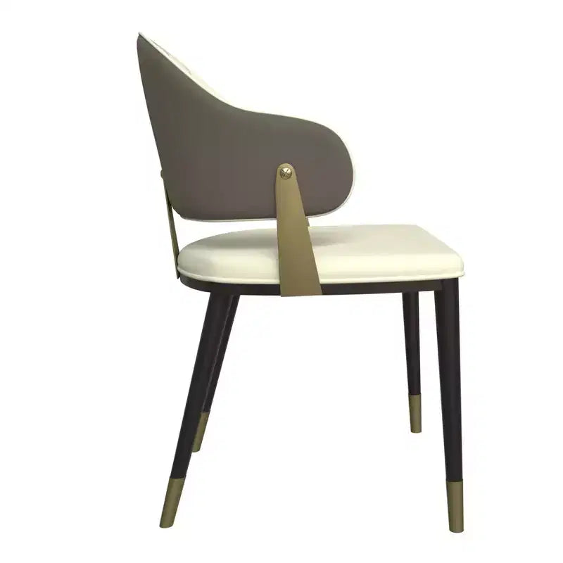 LeisureMod Aria Sedie da pranzo moderne set da 4, rivestite in pelle PU, gambe in metallo, sedute comode per cucina e sala da pranzo