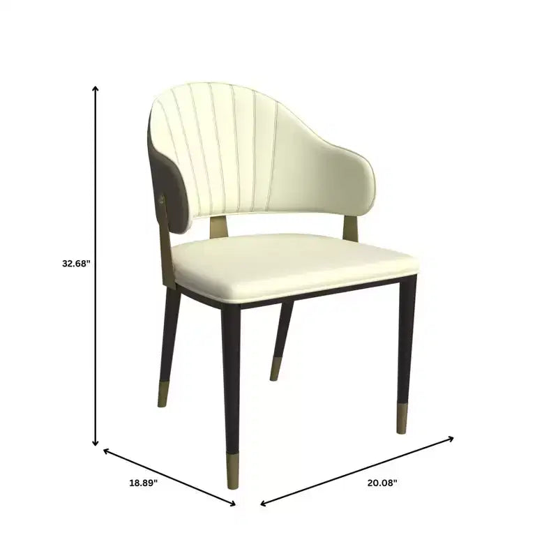 LeisureMod Aria Sedie da pranzo moderne set da 4, rivestite in pelle PU, gambe in metallo, sedute comode per cucina e sala da pranzo