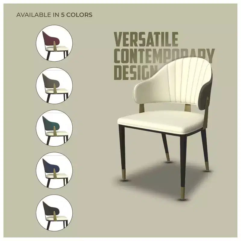 LeisureMod Aria Sedie da pranzo moderne set da 4, rivestite in pelle PU, gambe in metallo, sedute comode per cucina e sala da pranzo