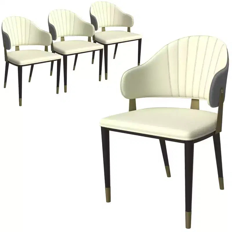 LeisureMod Aria Sedie da pranzo moderne set da 4, rivestite in pelle PU, gambe in metallo, sedute comode per cucina e sala da pranzo