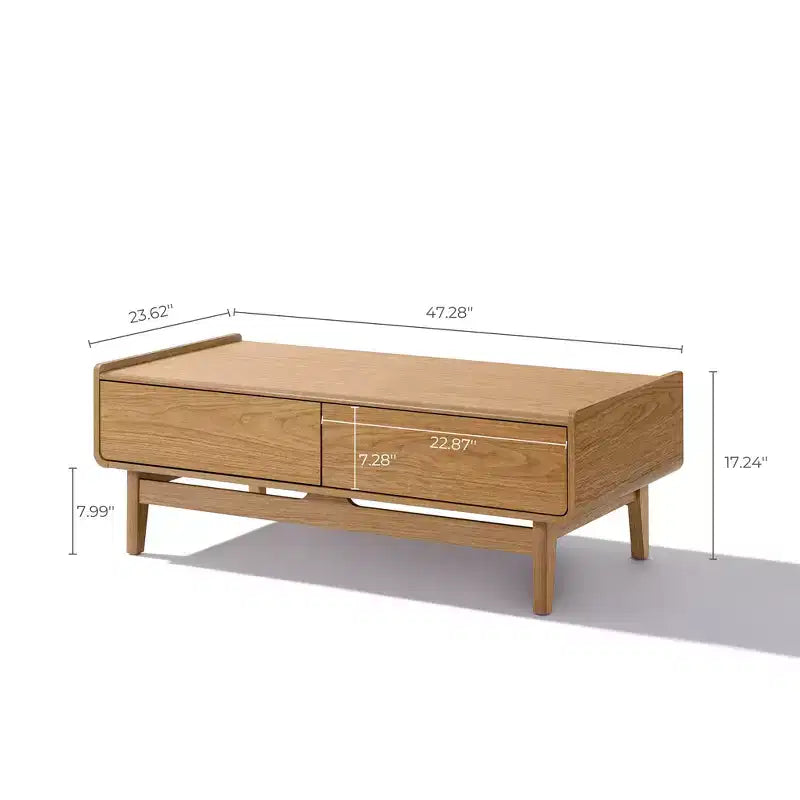 LuxenHome Tavolino da Caffè Moderno di Metà Secolo con Contenitore, Tavolo Rettangolare da 47 Pollici in Legno di Quercia Summer per Soggiorno, Casa e Ufficio Marrone