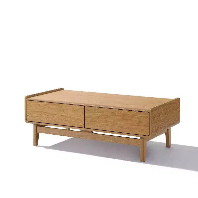 LuxenHome Tavolino da Caffè Moderno di Metà Secolo con Contenitore, Tavolo Rettangolare da 47 Pollici in Legno di Quercia Summer per Soggiorno, Casa e Ufficio Marrone