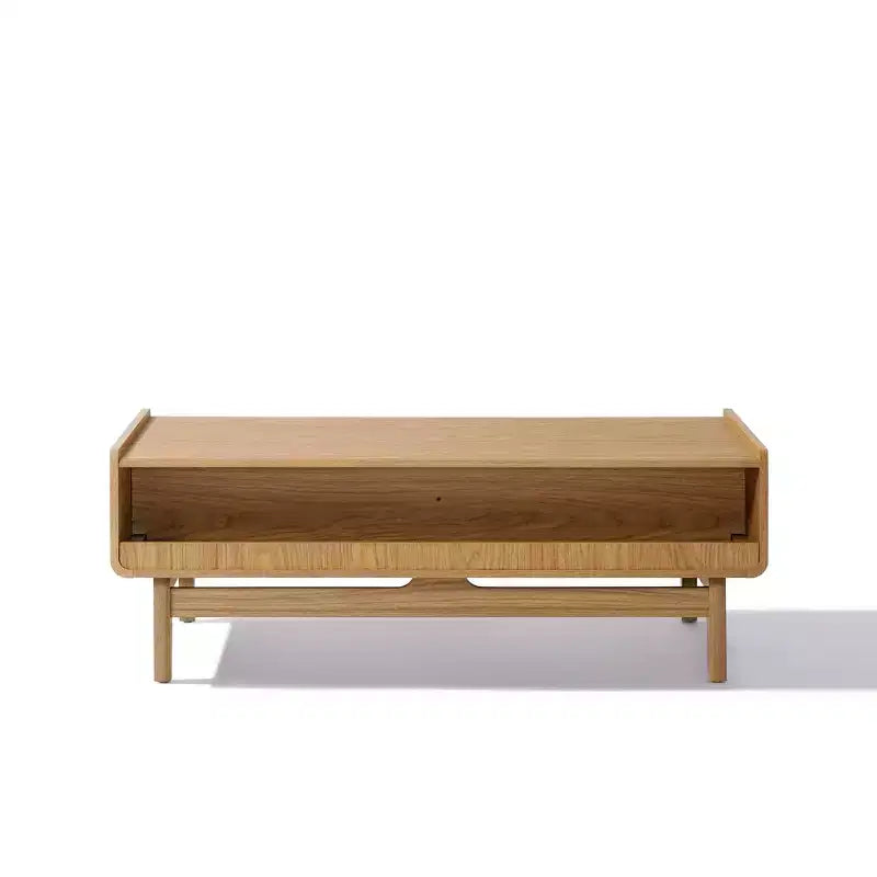 LuxenHome Tavolino da Caffè Moderno di Metà Secolo con Contenitore, Tavolo Rettangolare da 47 Pollici in Legno di Quercia Summer per Soggiorno, Casa e Ufficio Marrone