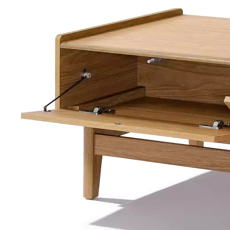 LuxenHome Tavolino da Caffè Moderno di Metà Secolo con Contenitore, Tavolo Rettangolare da 47 Pollici in Legno di Quercia Summer per Soggiorno, Casa e Ufficio Marrone