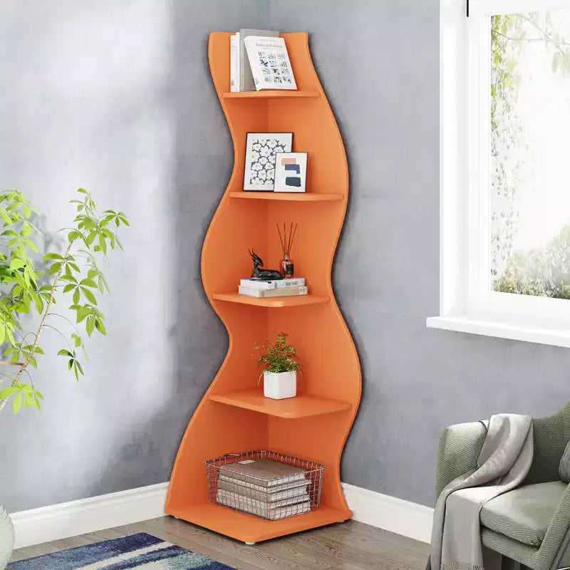 Libreria angolare da parete a 5 ripiani a forma di alga marina